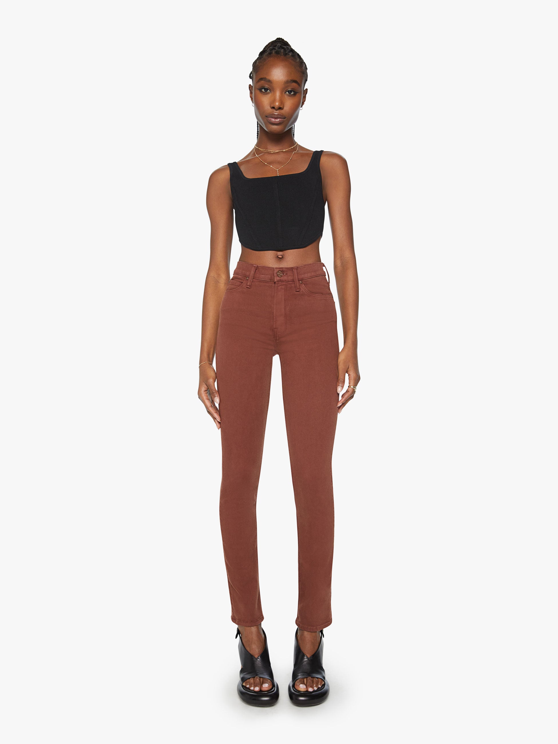 SPRWMN Crop Flare - Dark Chocolate