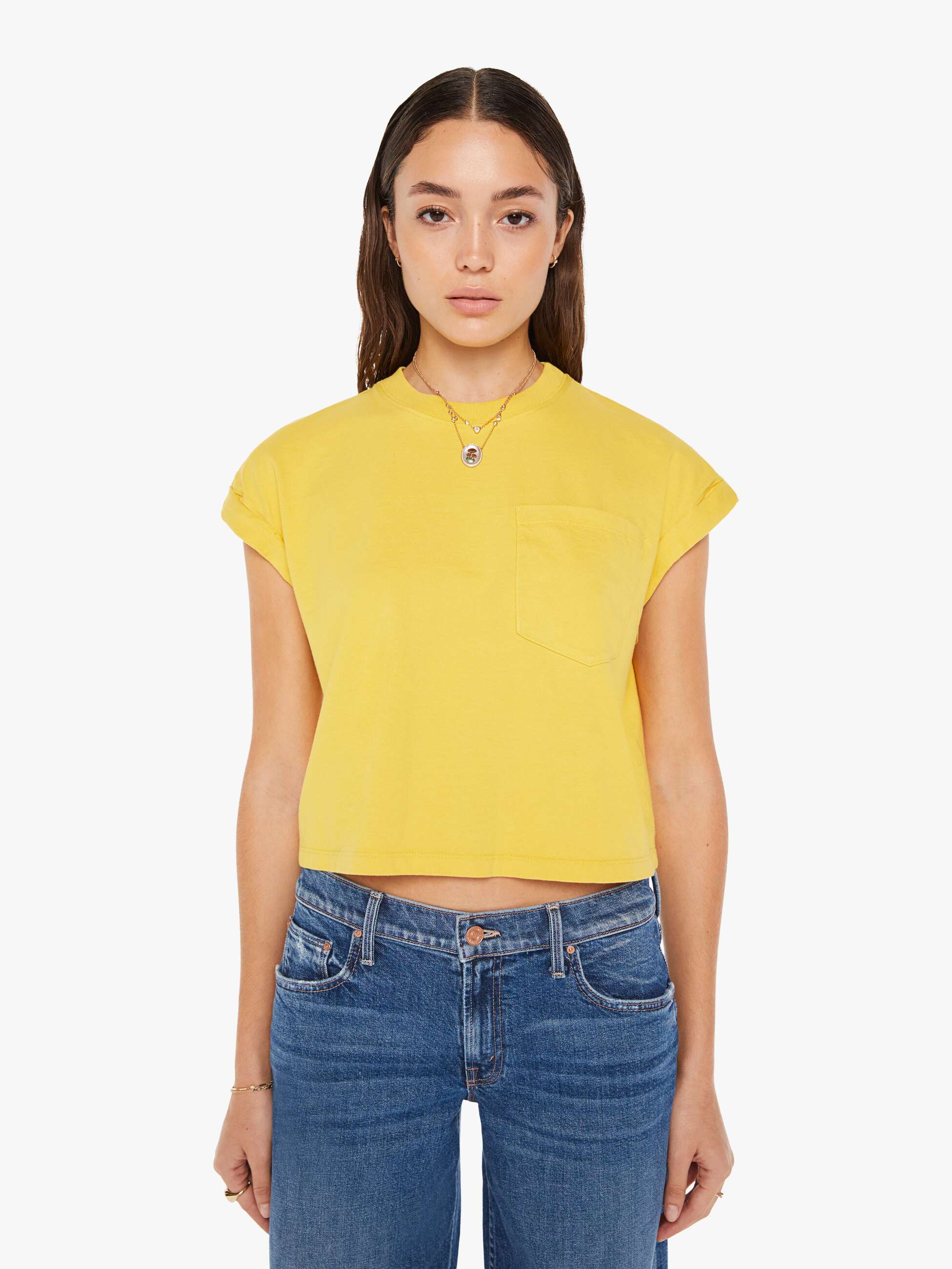 The Keep On Rolling Pocket Tee - Super Lemon