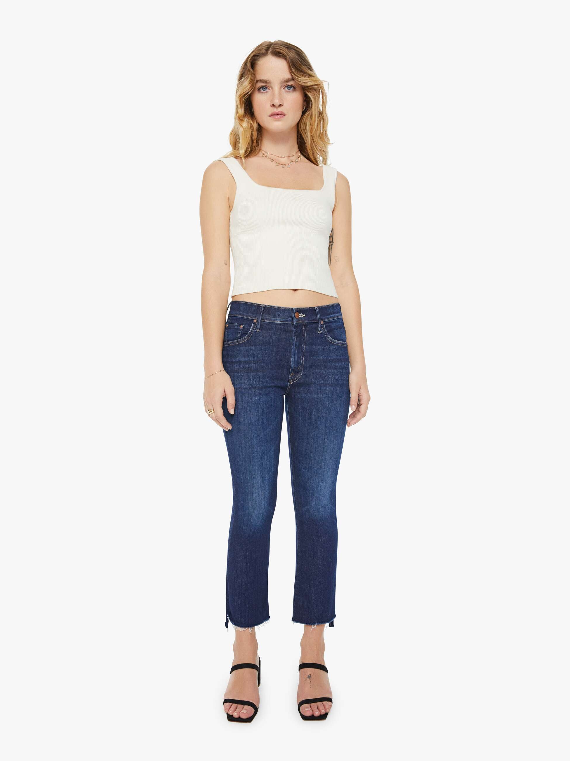 MOTHER Denim The Insider Crop Step Fray Jeans outlet Size 26 Wicked Wildflower