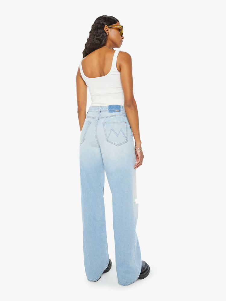 High waisted jeans with zip deals at back