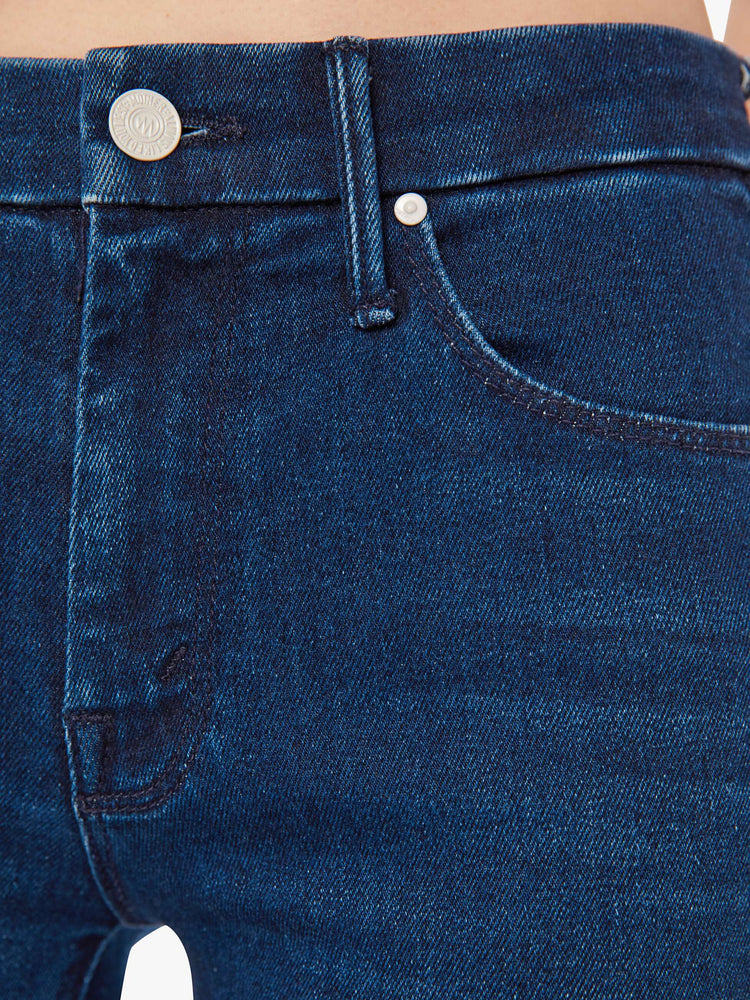 Women 6 Pockets Contrast Stitch Wide Leg 7/8 Blue Jean Pants – The Dance  Bible