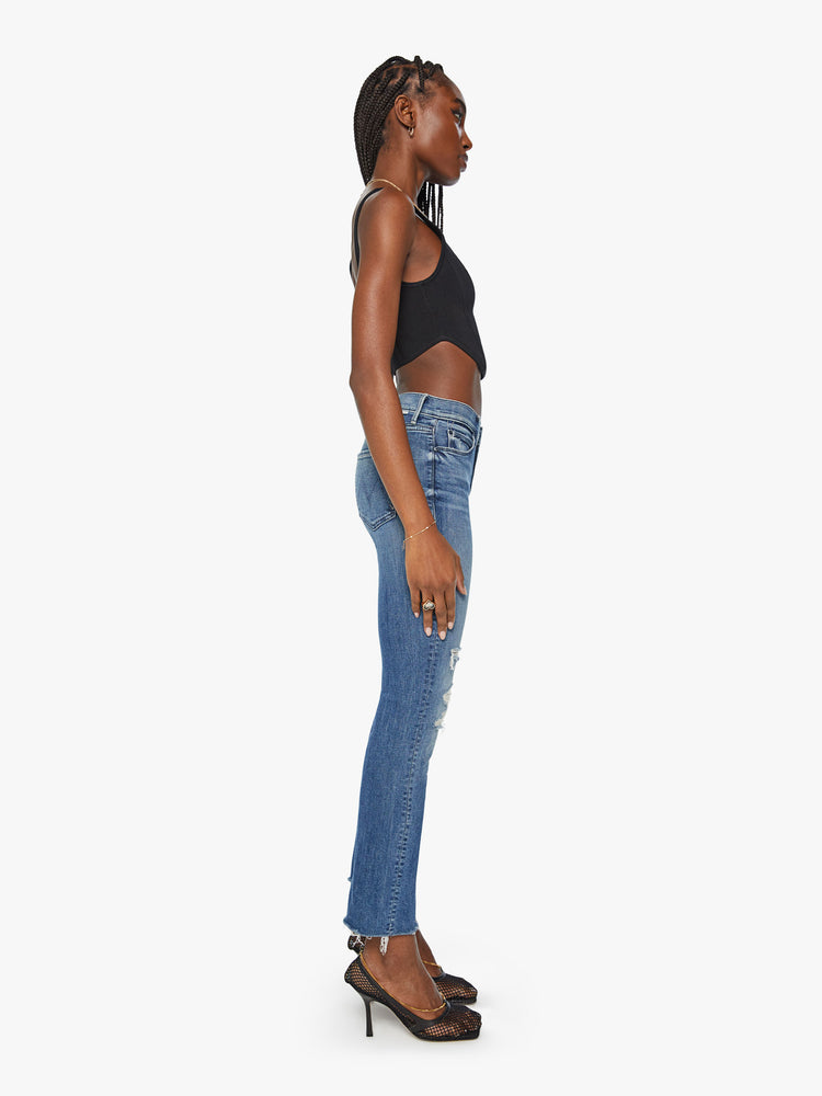 Shop Mother The Dazzler Mid-Rise Crop Skinny Fray Hem Jeans