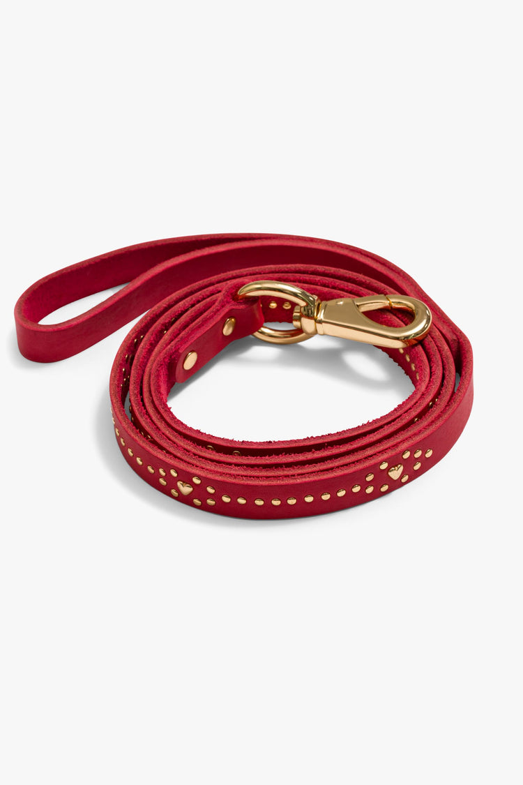 A leash made from 100% leather in red and is best for medium to large dogs.