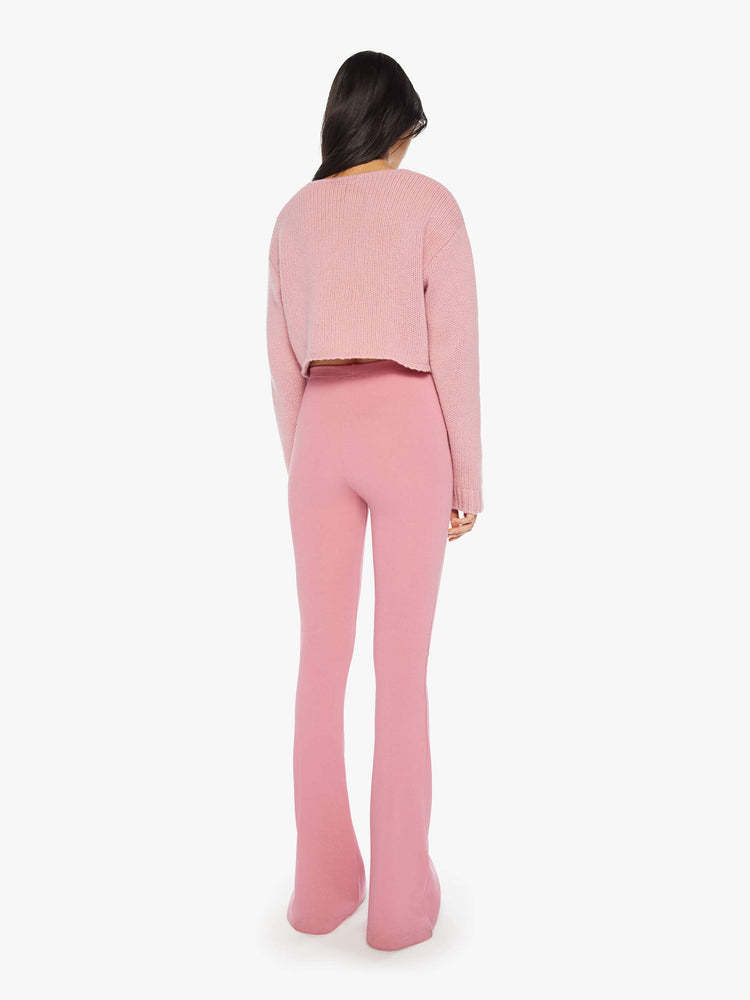 Buy Pink Stretch Cotton Ribbed Flare Legging Online in Doha & Al