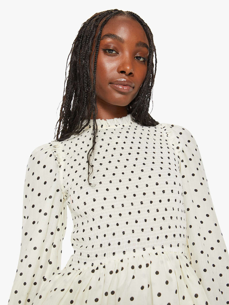 Cream and black polka dot dress hotsell