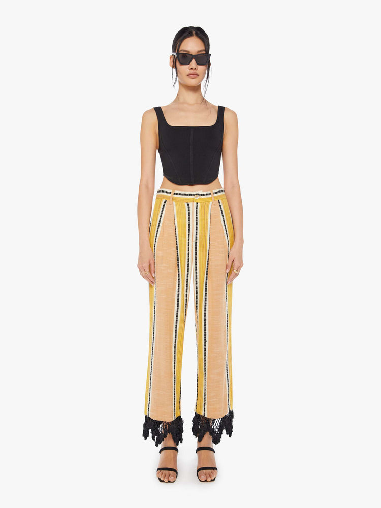 Pants with yellow stripes best sale