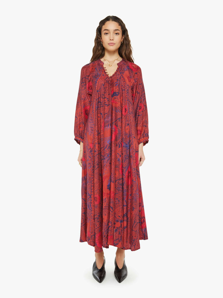 Natalie Martin Fiore Maxi Peacock Currant Skirt in Red Size M Also in S M