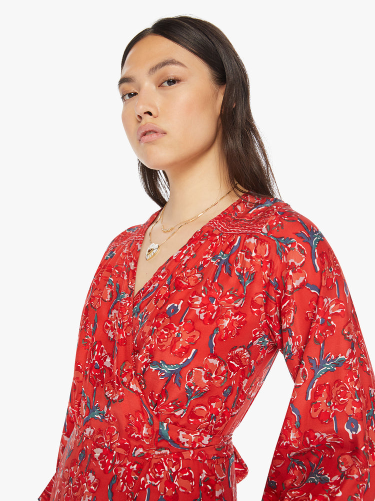 Natalie Martin Kate Dress Watercolor Vermillion in Red - Size X-Large (also in XS, S,M, L)