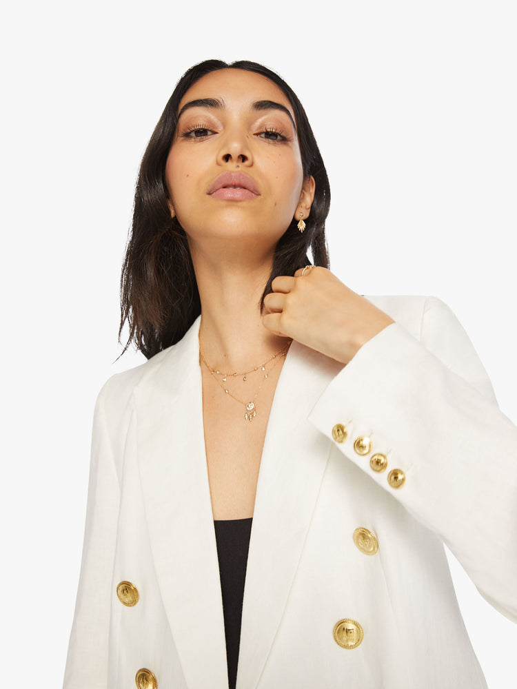 GOLD BLAZER WITH PADDED SHOULDERS